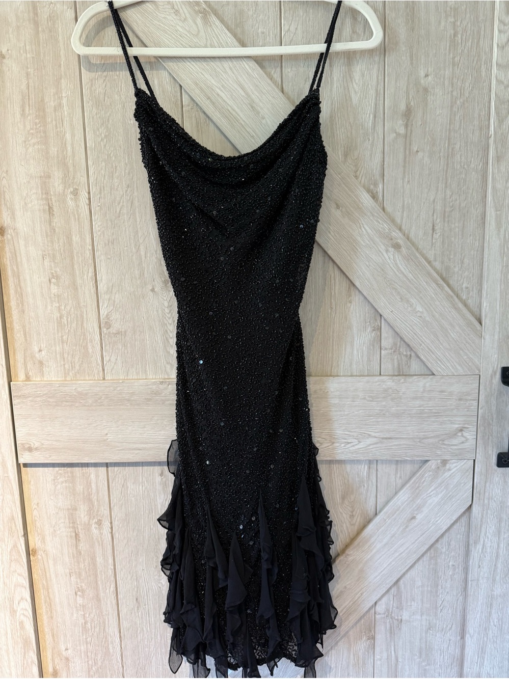 Scala Fully Beaded Black Silk Cocktail Dress